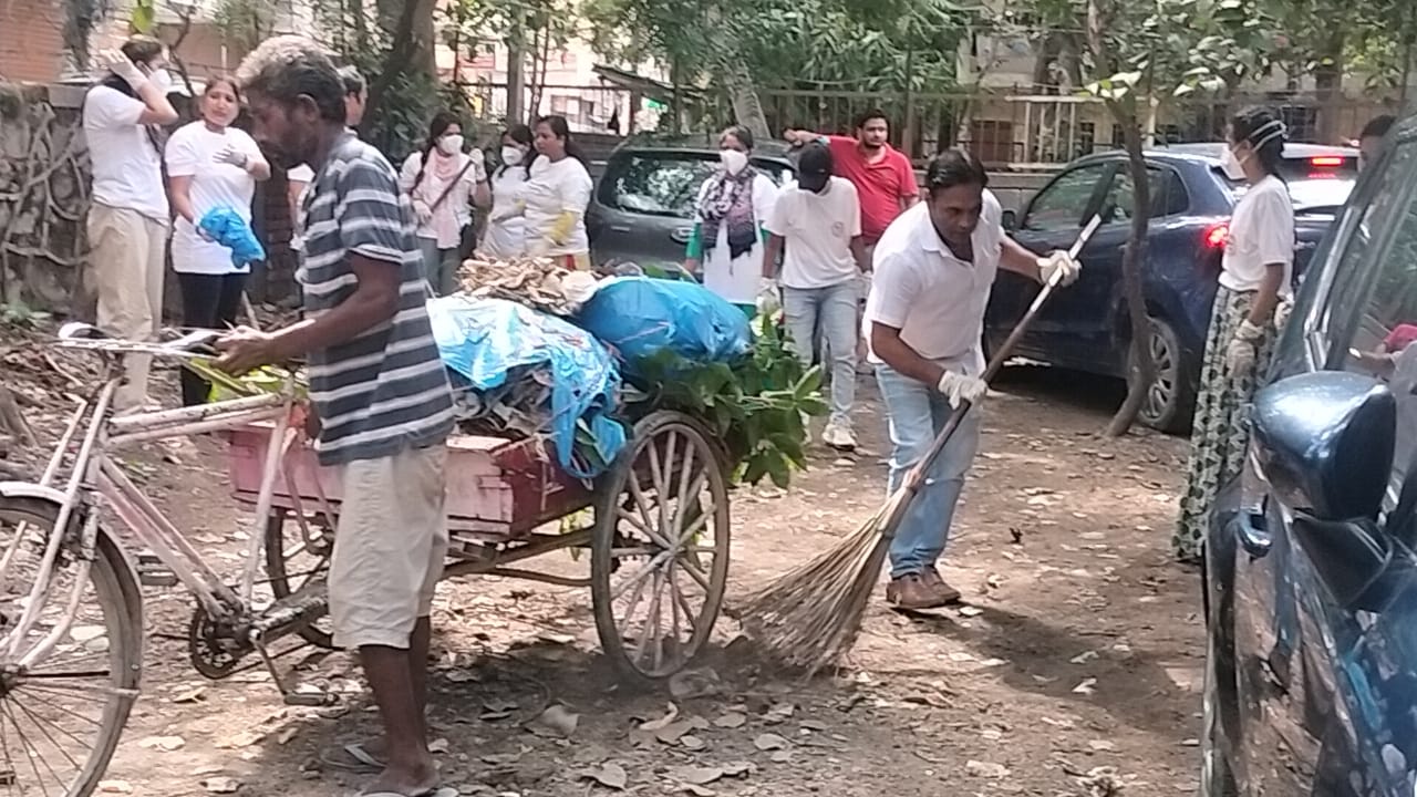 Volunteers organizing a clean-up drive.